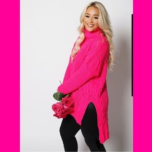 High Low Cozy Knit Braid Sweater